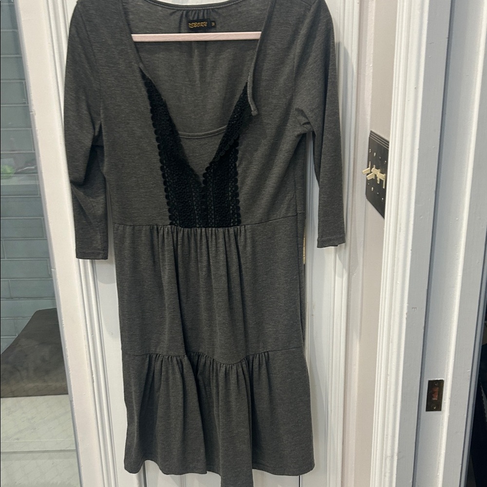 Reborn Gray Dress with Black Lace Detail